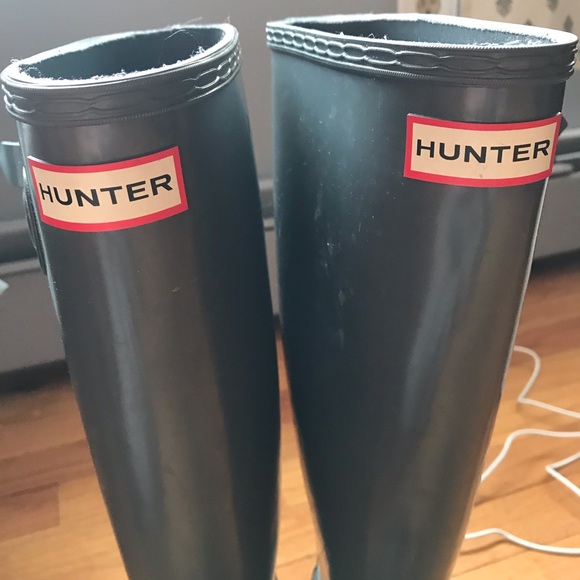 Hunter Original Tall Gloss Rain Boots in Grey - Picture 3 of 6